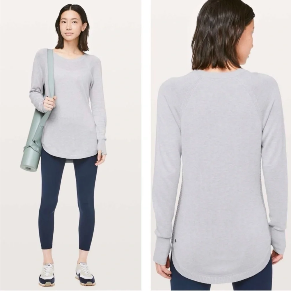 Lululemon Sweater Womens 4 Hello Aloe Thumb Holes Silk Blend Soft Stretch Lounge
